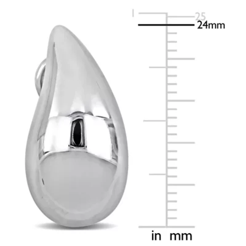24mm Tear Drop Design Earrings in 14K White Gold