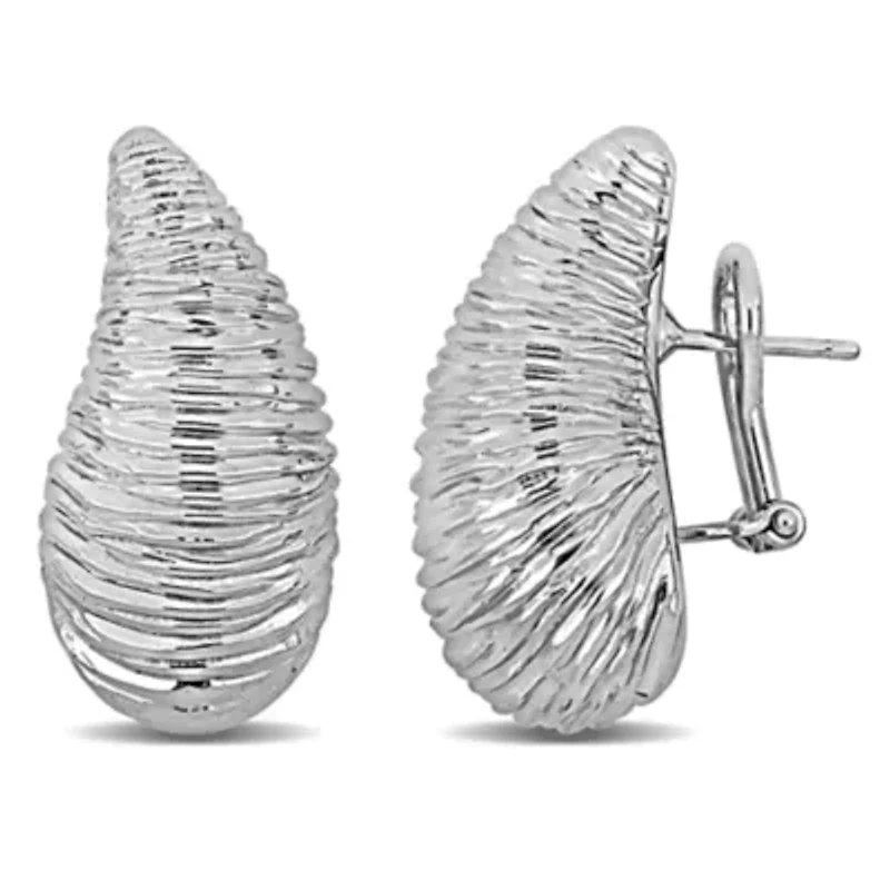 27mm Tear Drop Design Earrings in 14K White Gold