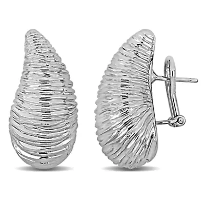 27mm Tear Drop Design Earrings in 14K White Gold