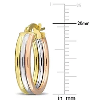 18mm Triple-Row Hoop Earrings in 14K 3-Tone Gold