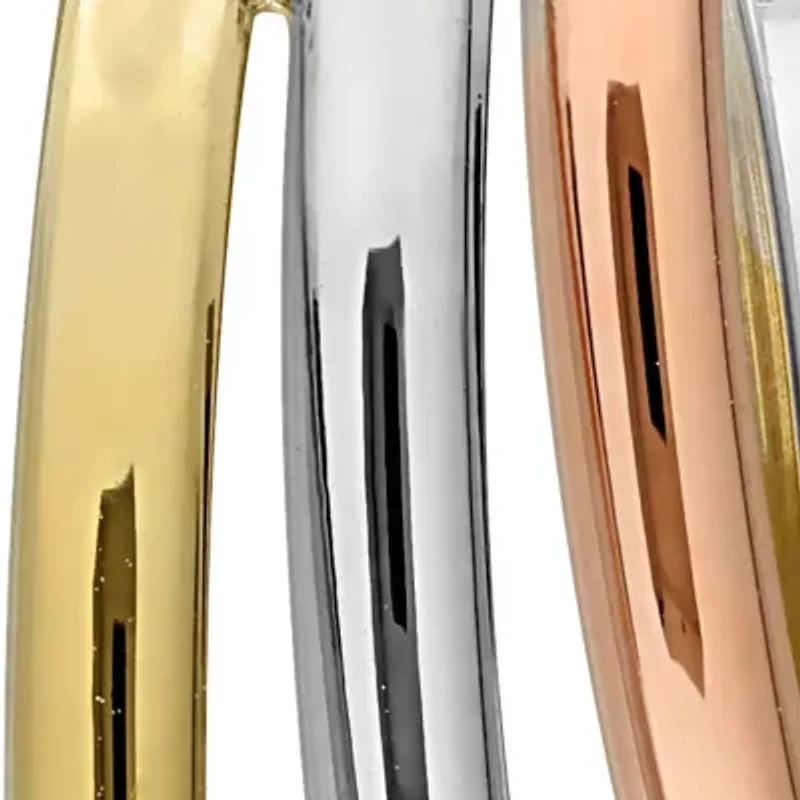 Triple Layered Hoop Earrings in 10K 3-Tone Gold