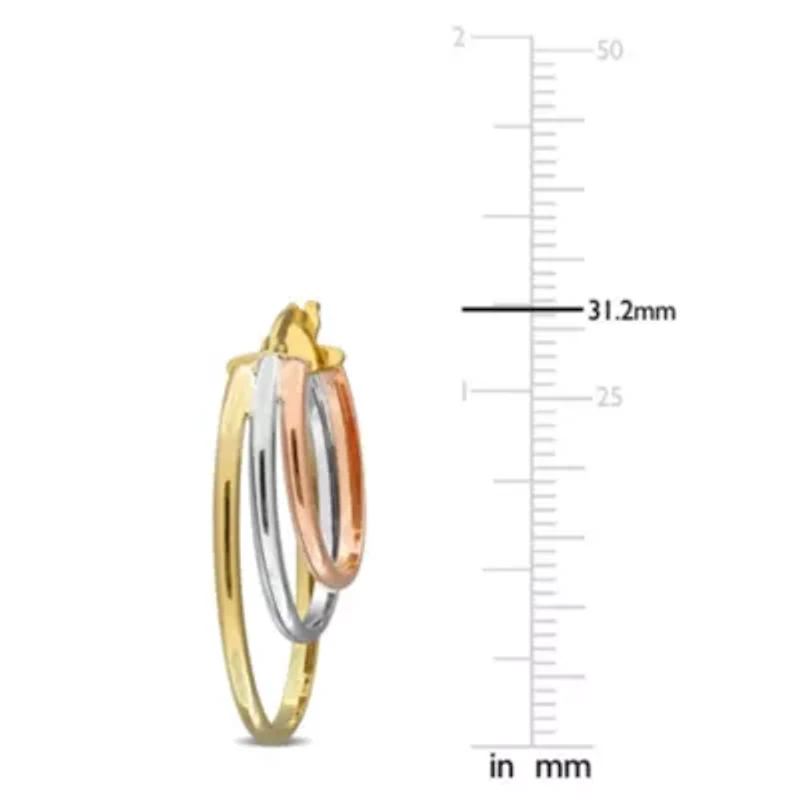 Triple Layered Hoop Earrings in 10K 3-Tone Gold