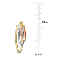 Triple Layered Hoop Earrings in 10K 3-Tone Gold