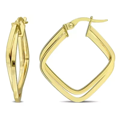 21.5mm 2-Row Square Hoop Earrings in 10K Yellow Gold