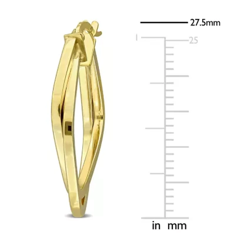 21.5mm 2-Row Square Hoop Earrings in 10K Yellow Gold