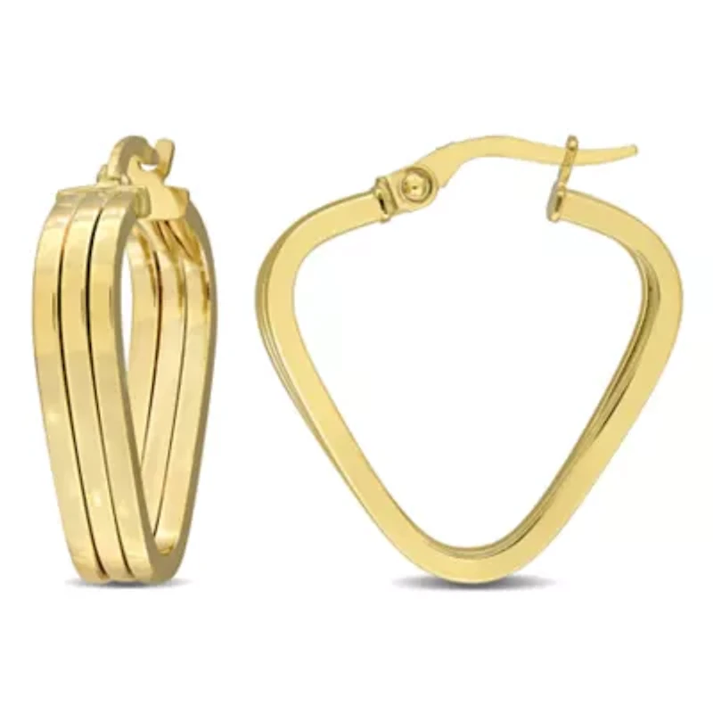 Triple V-Shape Hoop Earrings in 10K Yellow Gold