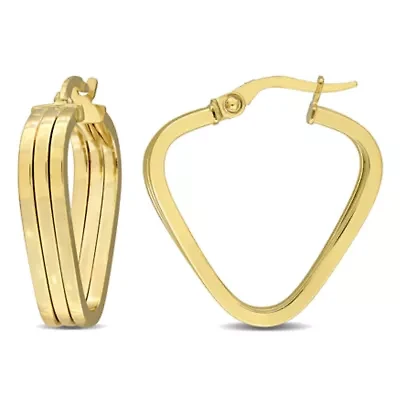 Triple V-Shape Hoop Earrings in 10K Yellow Gold