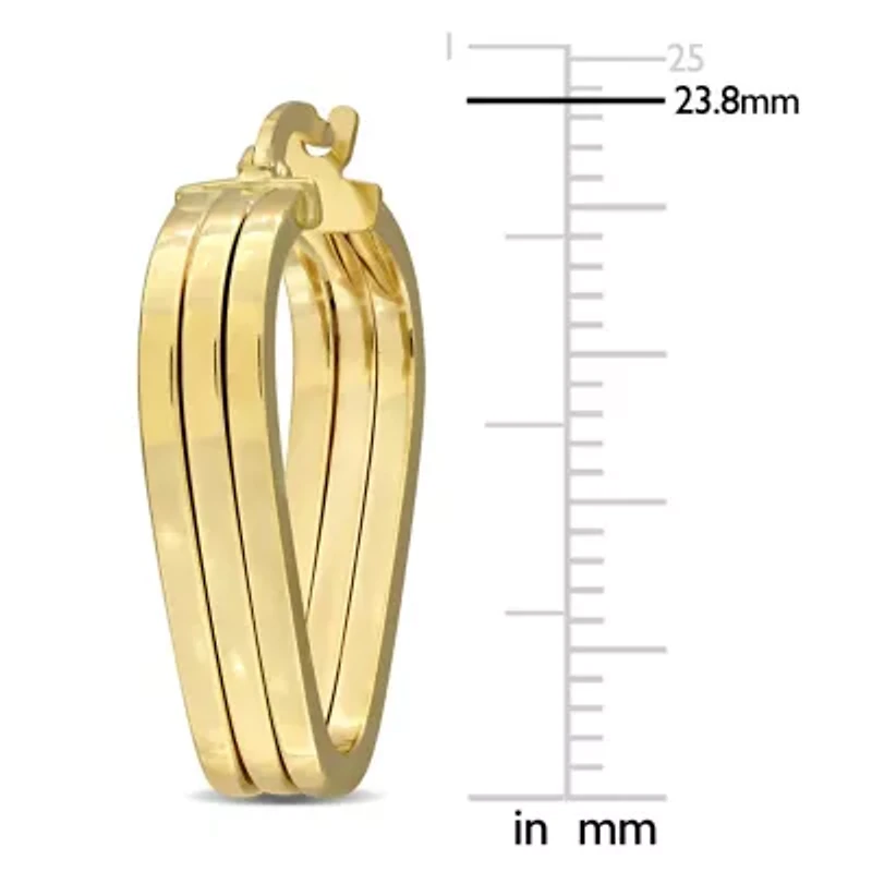 Triple V-Shape Hoop Earrings in 10K Yellow Gold