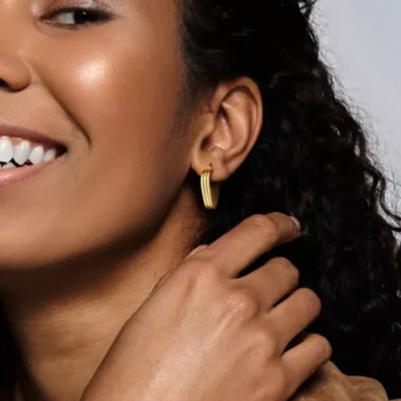 Triple V-Shape Hoop Earrings in 10K Yellow Gold