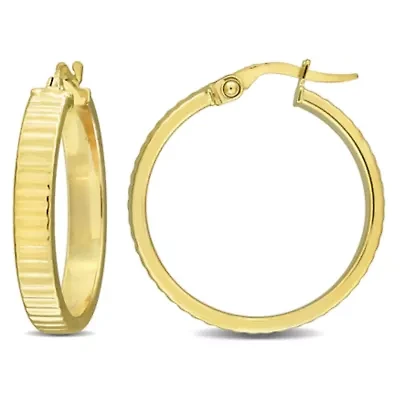 23mm Ribbed Hoop Earrings in 10K Yellow Gold