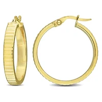 23mm Ribbed Hoop Earrings in 10K Yellow Gold