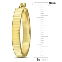 23mm Ribbed Hoop Earrings in 10K Yellow Gold