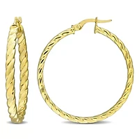 34mm Twist Hoop Earrings in 10K Yellow Gold