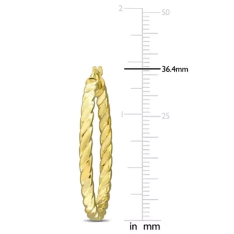 34mm Twist Hoop Earrings in 10K Yellow Gold