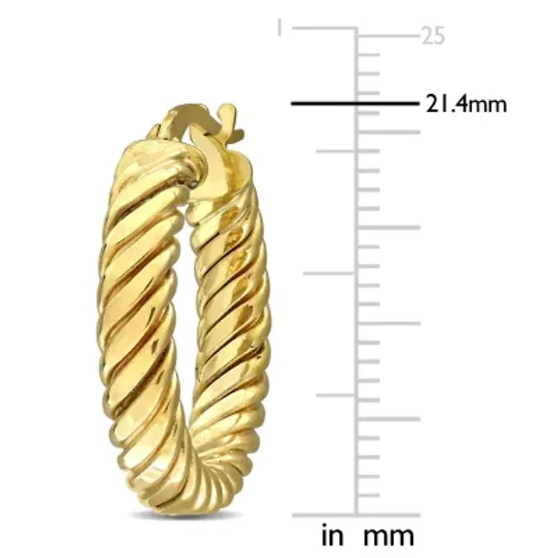 20mm Textured Hoop Earrings in 10K Yellow Gold