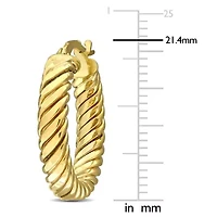 20mm Textured Hoop Earrings in 10K Yellow Gold