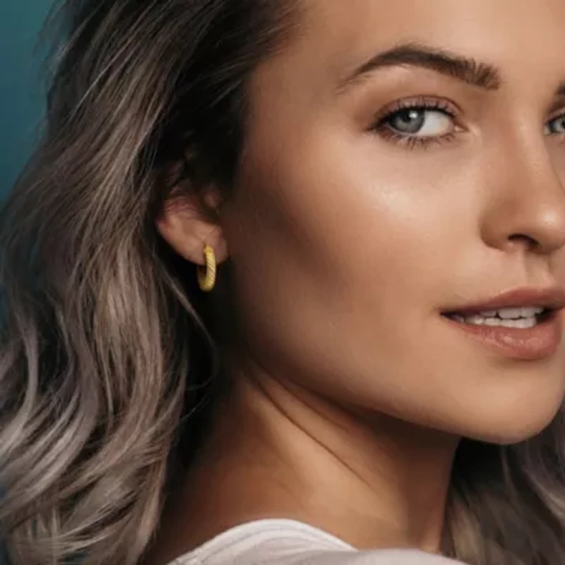 20mm Textured Hoop Earrings in 10K Yellow Gold