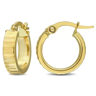 14mm Ribbed Hoop Earrings in 10K Yellow Gold