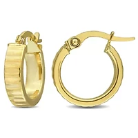 14mm Ribbed Hoop Earrings in 10K Yellow Gold