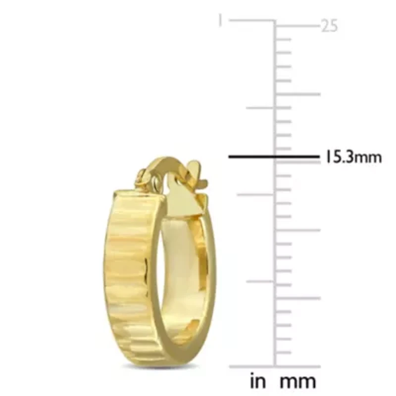 14mm Ribbed Hoop Earrings in 10K Yellow Gold