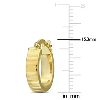 14mm Ribbed Hoop Earrings in 10K Yellow Gold