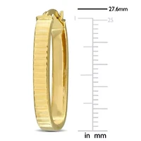 Ribbed Rounded Rectangle Hoop Earrings in 10K Yellow Gold