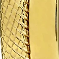23mm Half-Textured Hoop Earrings in 10K Yellow Gold