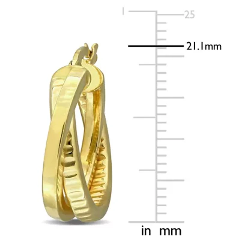 Crossover Double Hoop Earrings in 10K Yellow Gold