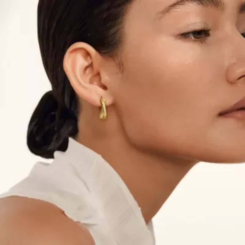 Crossover Double Hoop Earrings in 10K Yellow Gold