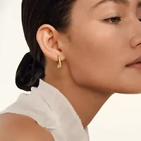 Crossover Double Hoop Earrings in 10K Yellow Gold