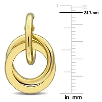 Double Open Circle Drop Earrings in 10K Yellow Gold