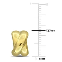 Puffed Crossover C-Hoop Earrings in 14K Yellow Gold