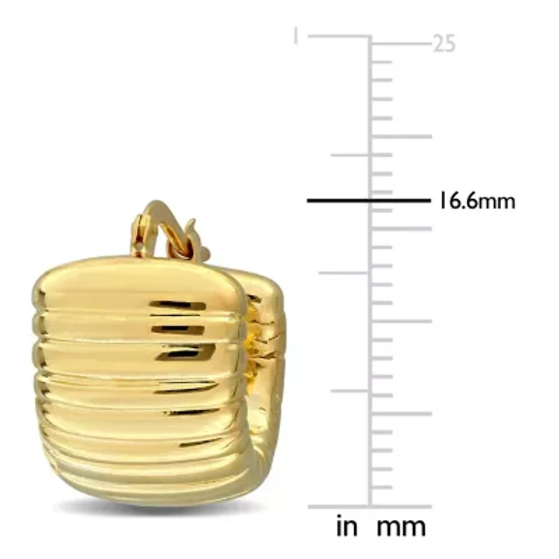 18mm Semi-Hoop Ribbed Earrings in 14K Yellow Gold