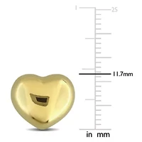 14mm Puff Heart-Design Earrings in 14K Yellow Gold