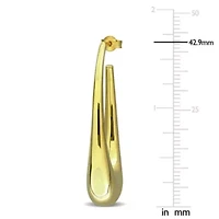 42mm Long Oval Drop Hoop Earrings in 14K Yellow Gold