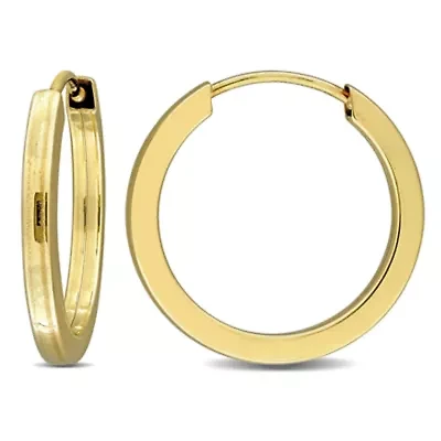 14.8mm Square Tube Hoop Earrings in 14K Yellow Gold