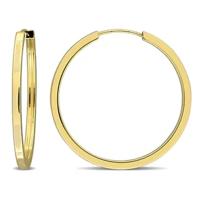 25.4mm Square Tube Hoop Earrings in 14K Yellow Gold