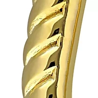 19mm Ribbed Oval Hoop Earrings in 14K Yellow Gold