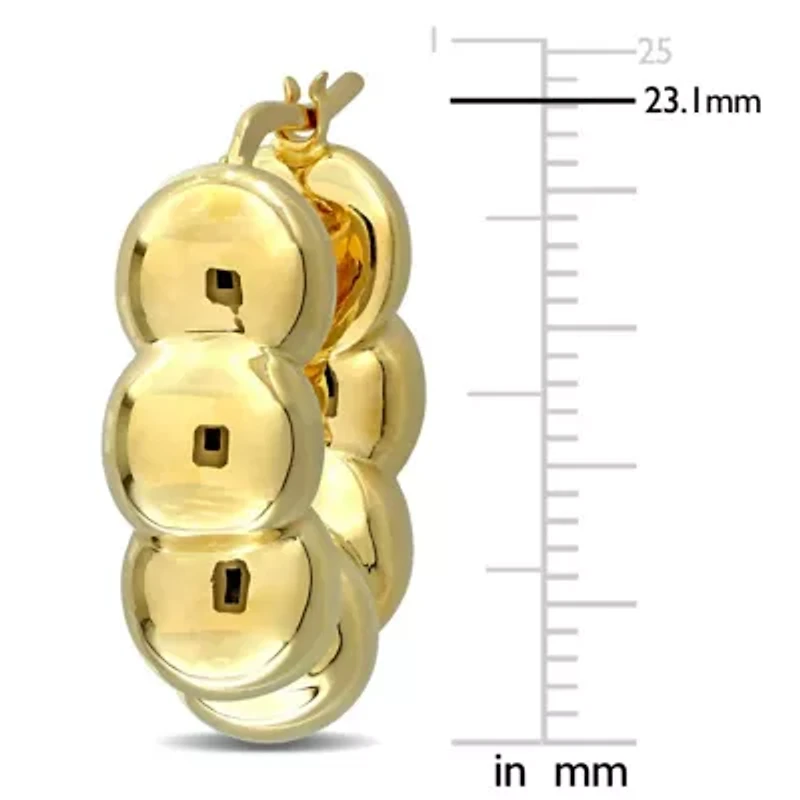 Puffed Beaded Hoop Earrings in 14K Yellow Gold