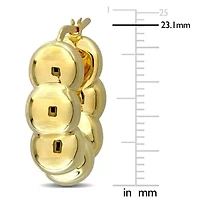 Puffed Beaded Hoop Earrings in 14K Yellow Gold