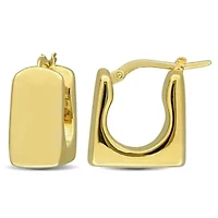 Wide Square Hoop Earrings in 14K Yellow Gold