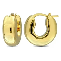 Wide Puff Hoop Earrings in 14K Yellow Gold