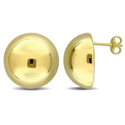 17.4mm Puffed Round Button Earrings in 14K yellow Gold