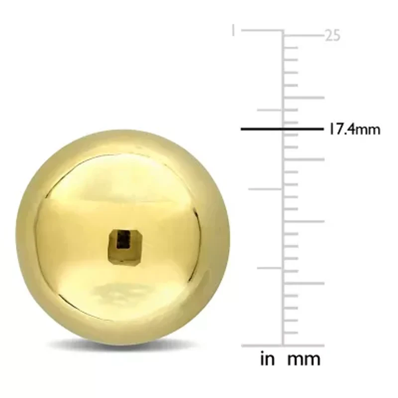 17.4mm Puffed Round Button Earrings in 14K yellow Gold