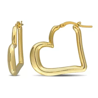 Open Heart Hoop Earrings in 14K Yellow Gold
