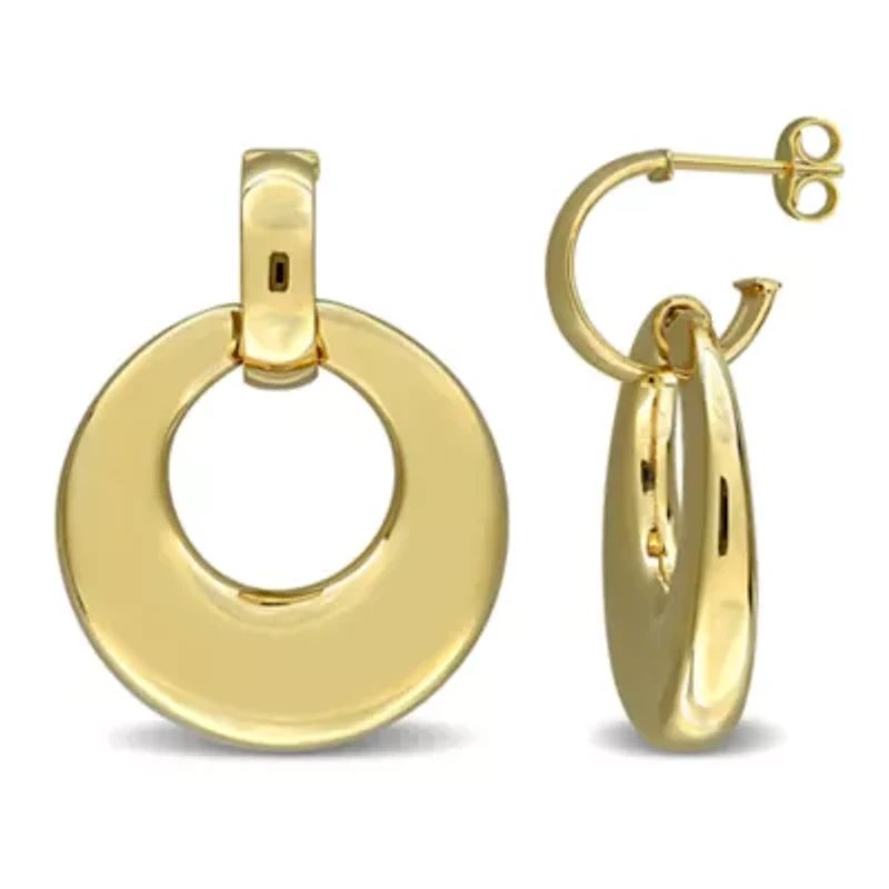 Open Circle Drop Earrings in 14K Yellow Gold
