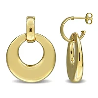 Open Circle Drop Earrings in 14K Yellow Gold