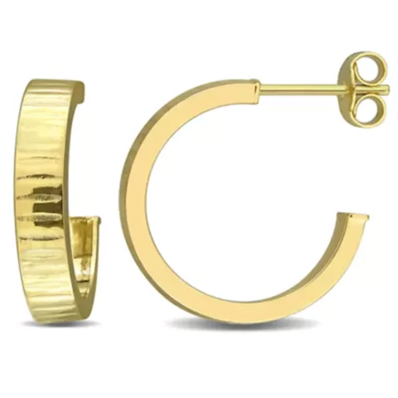 Ribbed C-Hoop Earrings in 14K Yellow Gold