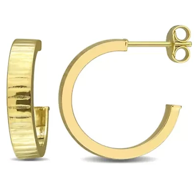 Ribbed C-Hoop Earrings in 14K Yellow Gold