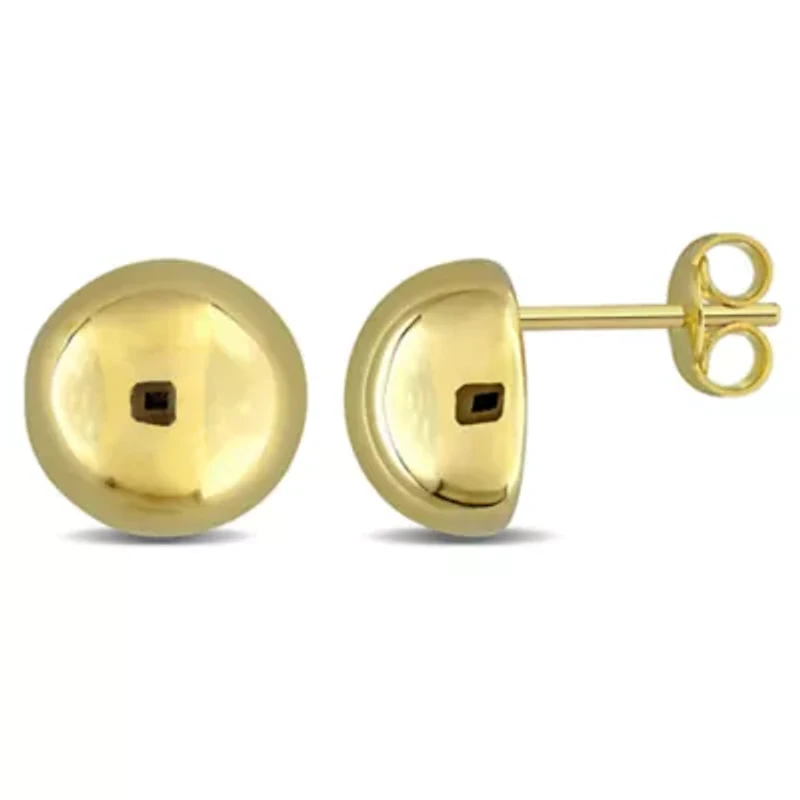 9.6mm Puffed Round Button Stud Earrings in 14K Yellow Gold